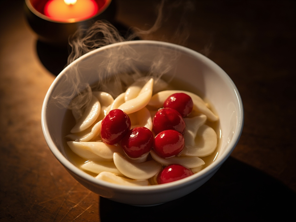 Offrande de graines de lotus et jujubes au sucre de canne