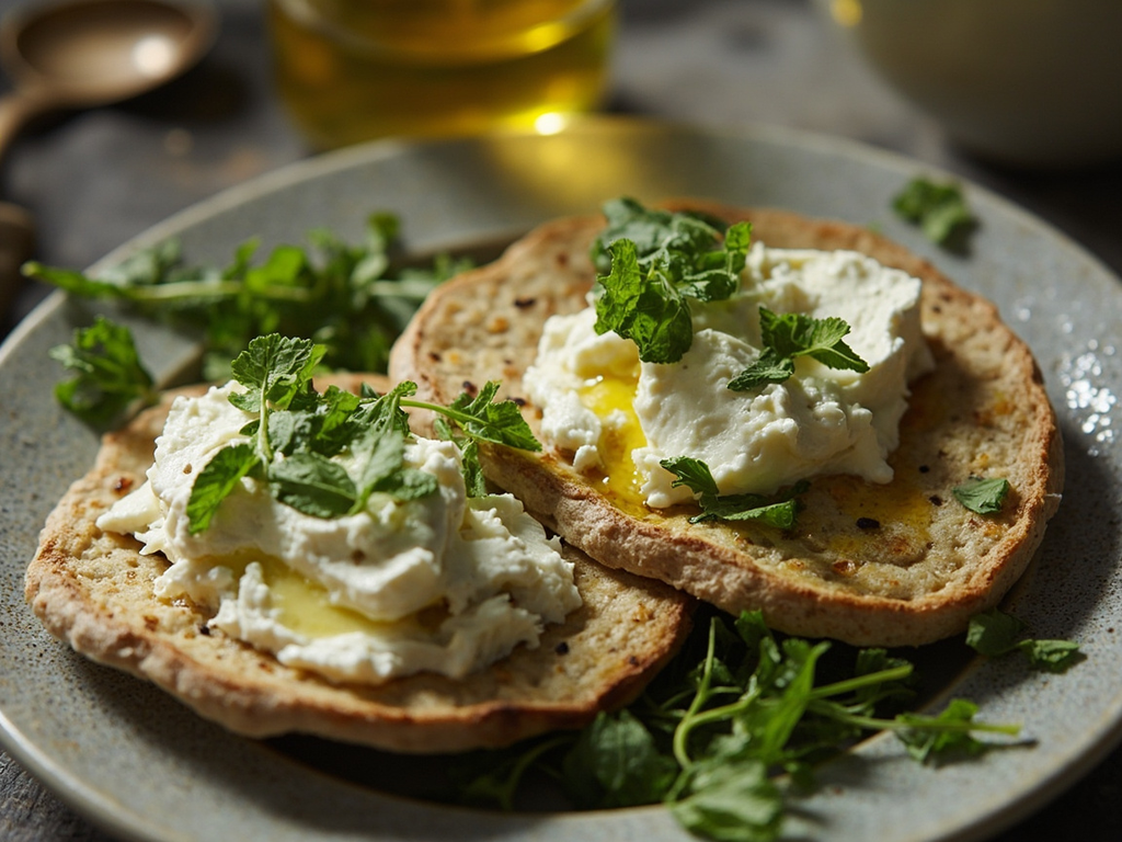Maza with mint and fresh cheese