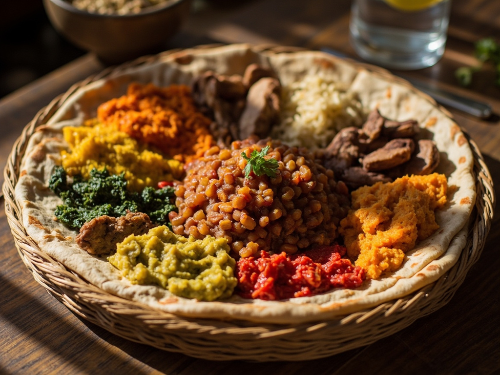 Fasting Beyaynetu — Misir Wat (Red Lentils with Berbere) on Injera