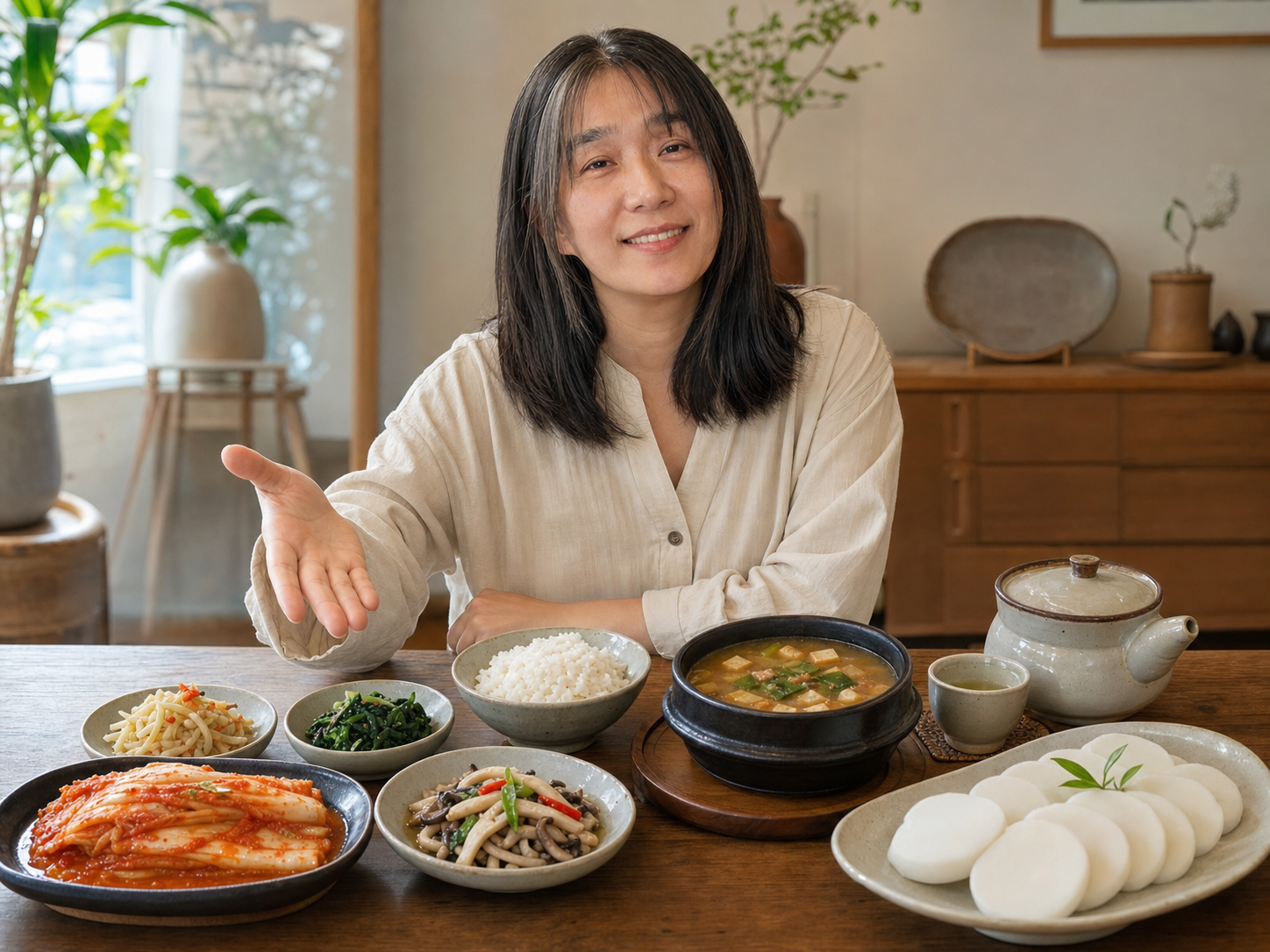 Han Kang at the table