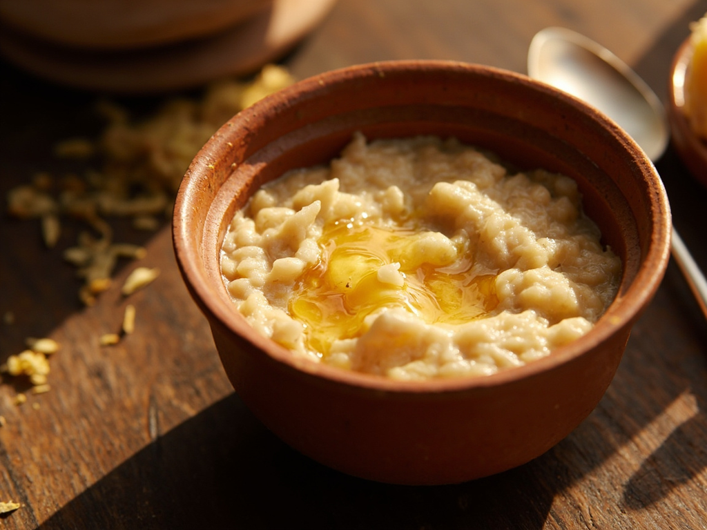 Puls Punica — Punic porridge with fresh cheese and honey