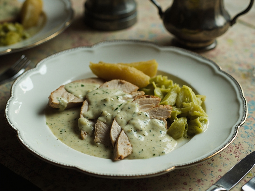 Boiled Chicken with Parsley Sauce