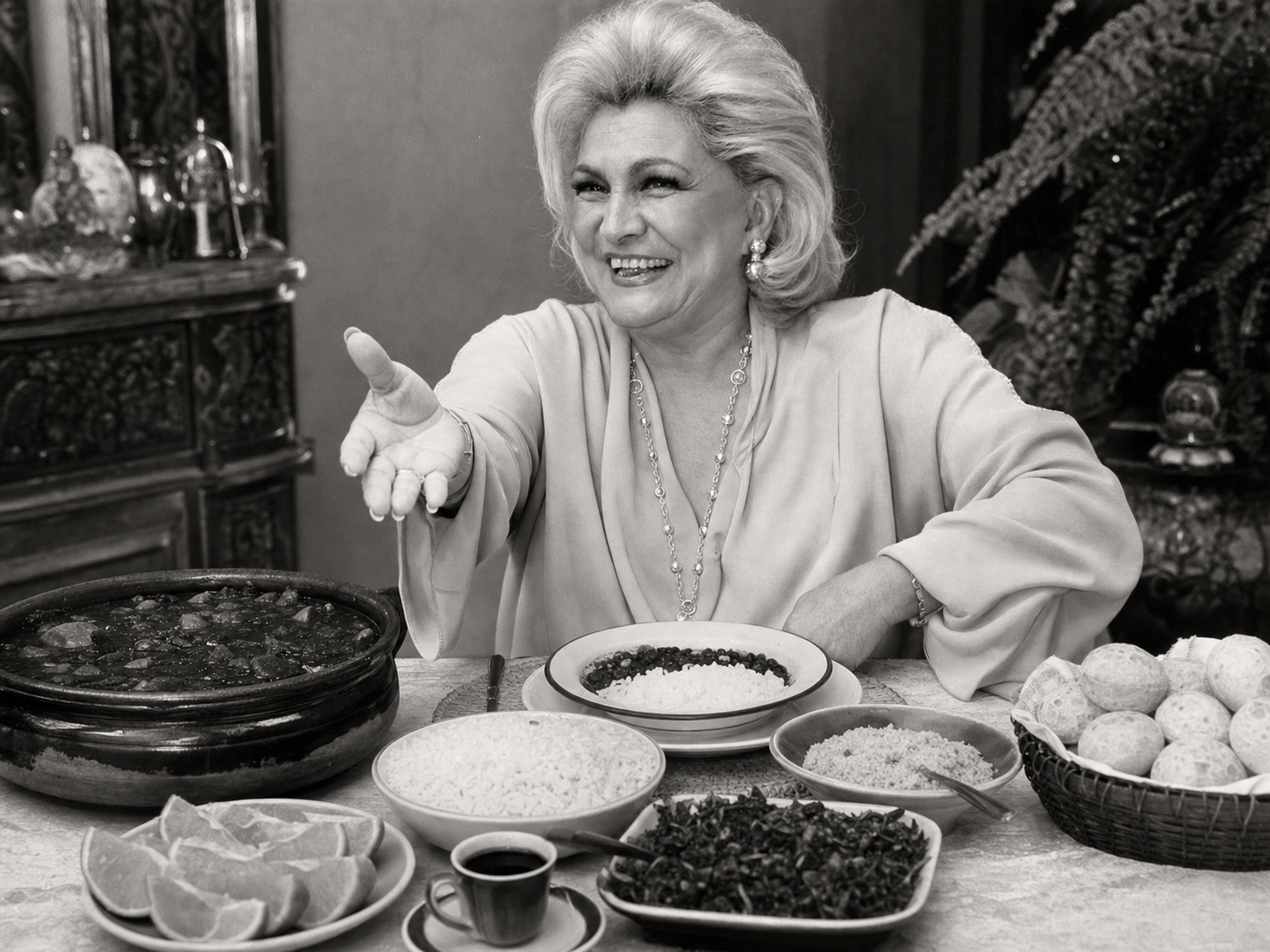 Hebe Camargo at the table
