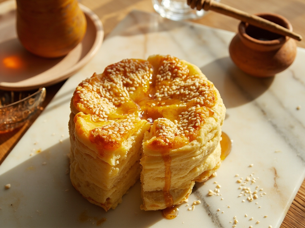 Plakous, gâteau de miel et de fromage frais