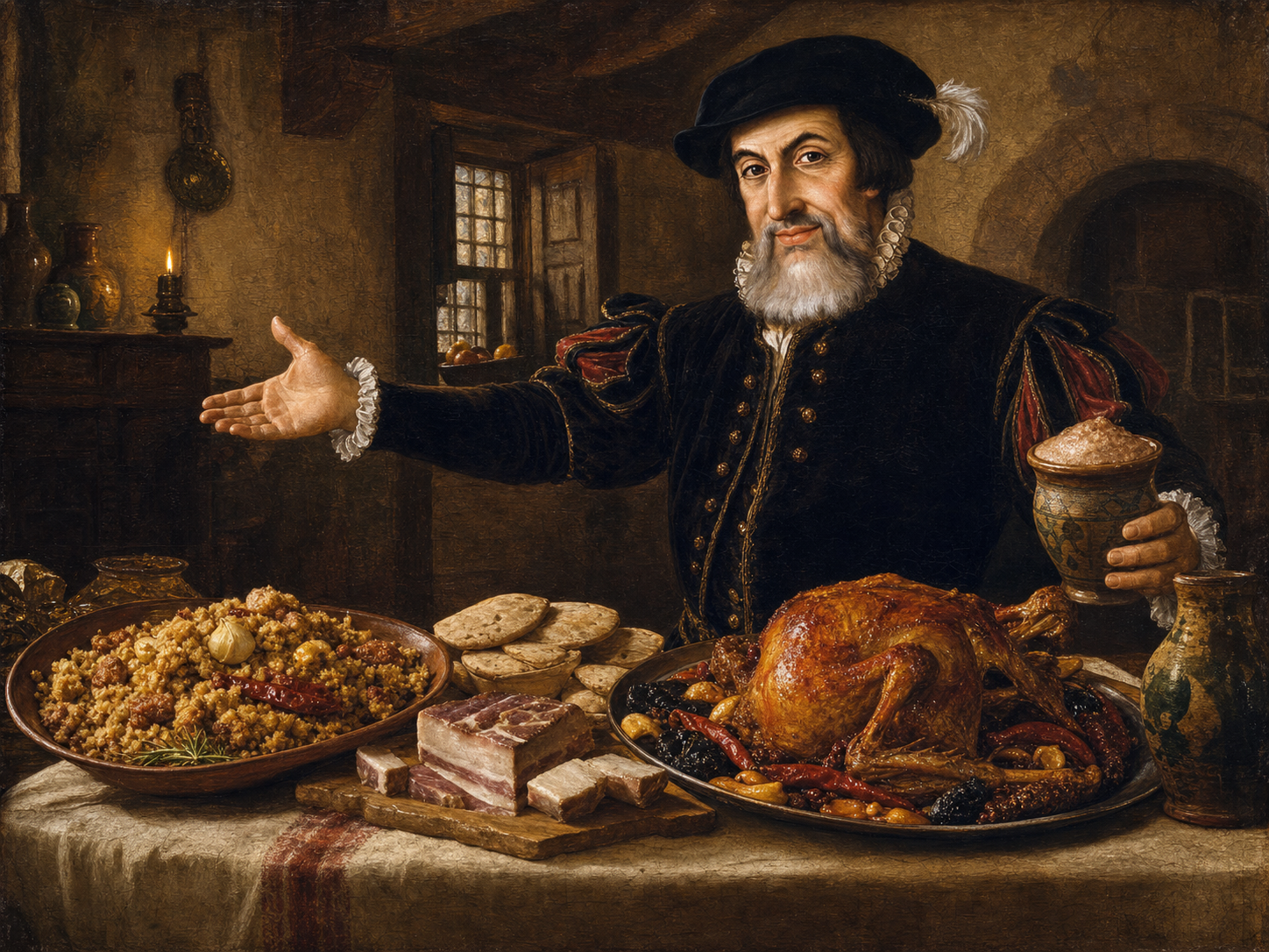 Hernán Cortés à table