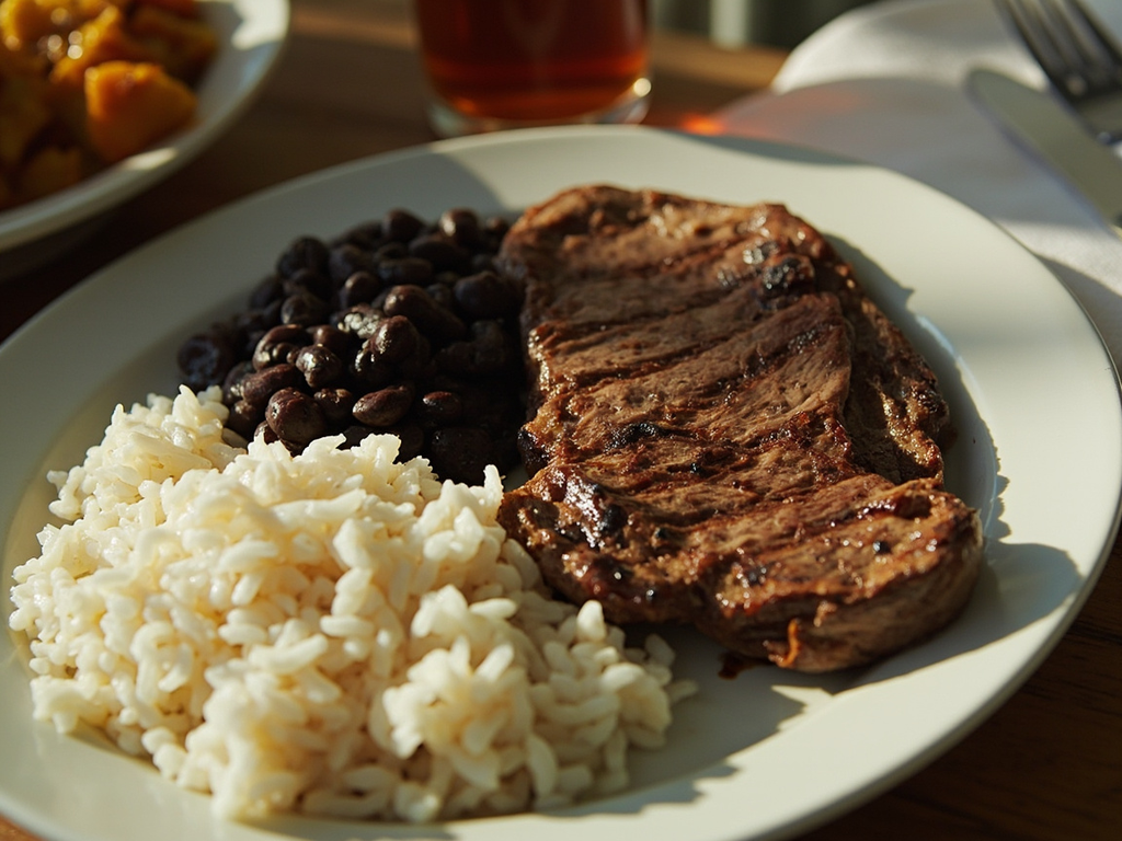 Arroz, feijão preto e bife — l'assiette quotidienne carioca
