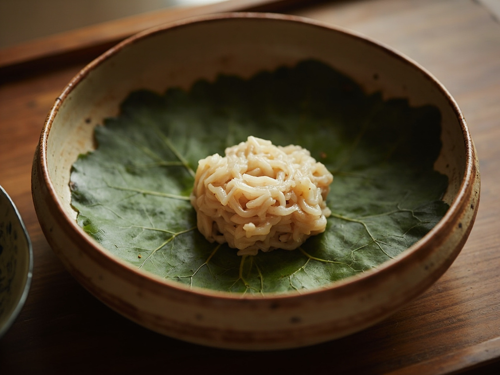 Kome Mushi — Steamed Brown Rice on a Leaf