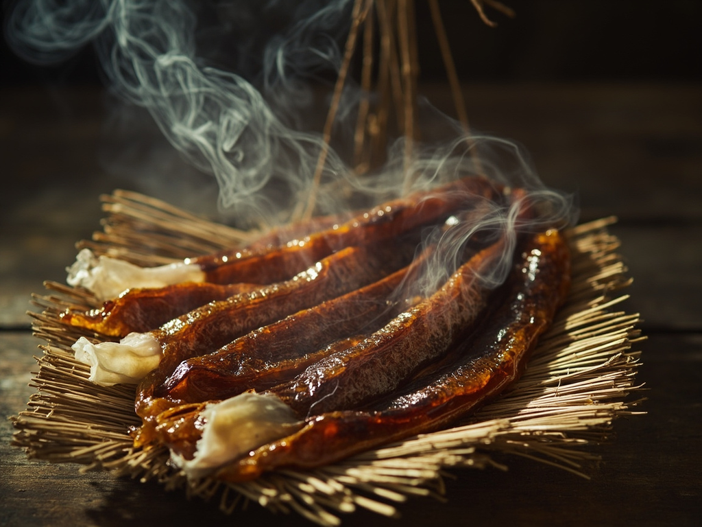 Tuna pāwhara — anguille du lac fumée et séchée