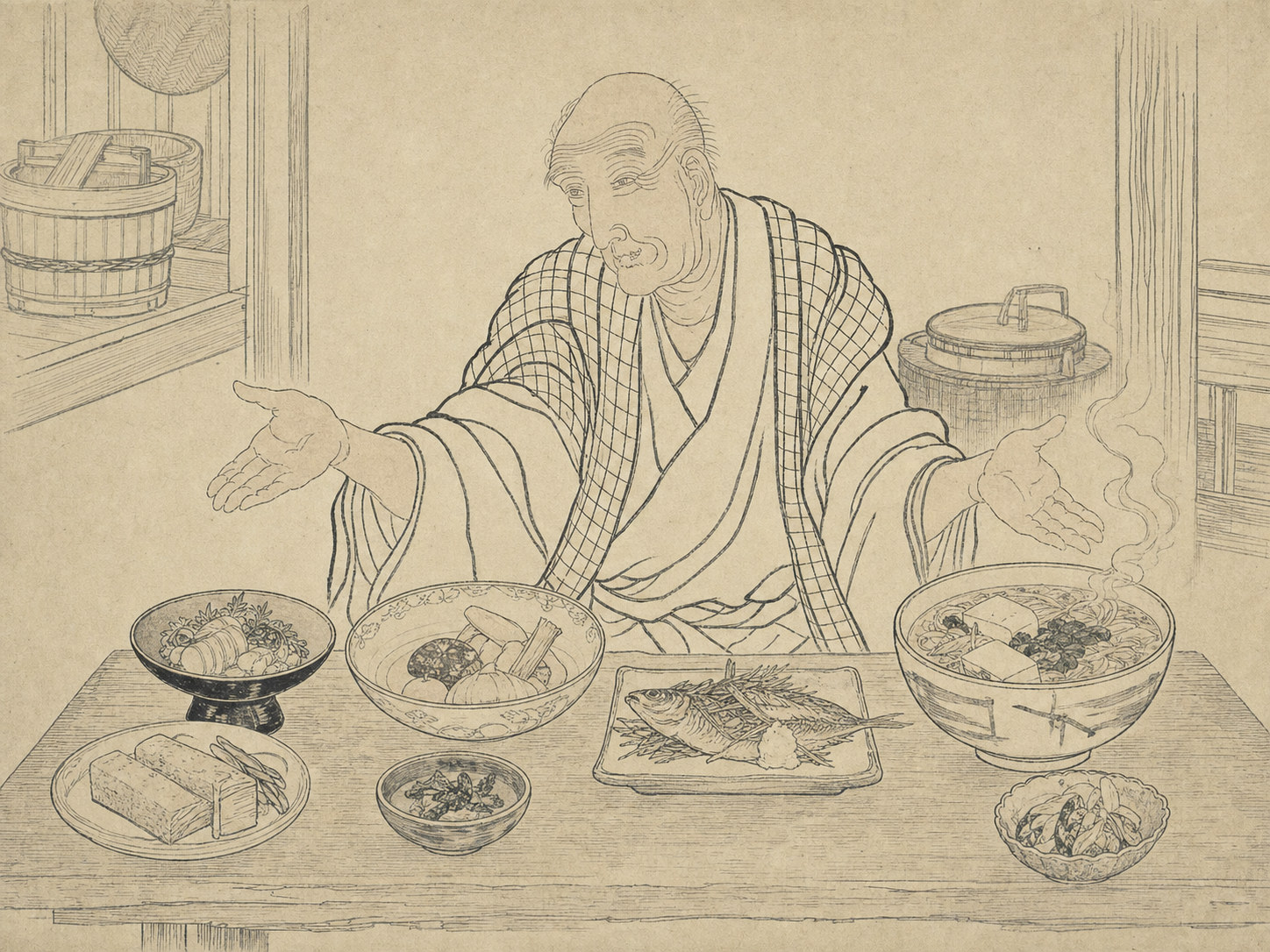 Hokusai at the table