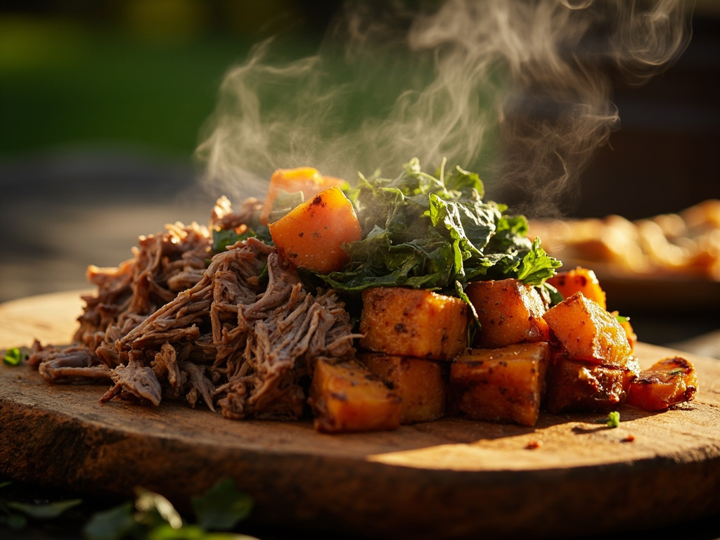 Hāngi kai (Pork and kumara in an earth oven)