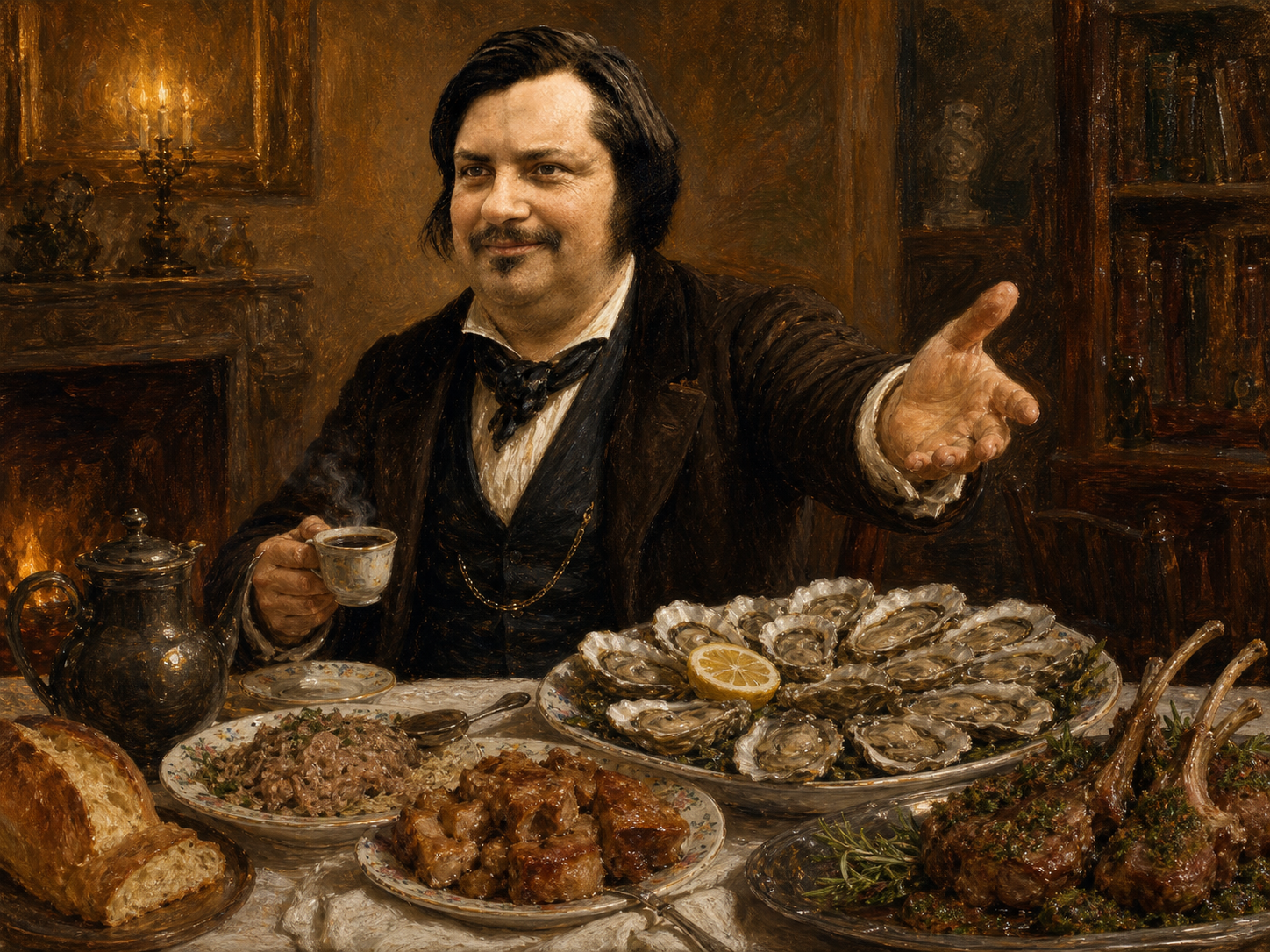 Honoré de Balzac at the table