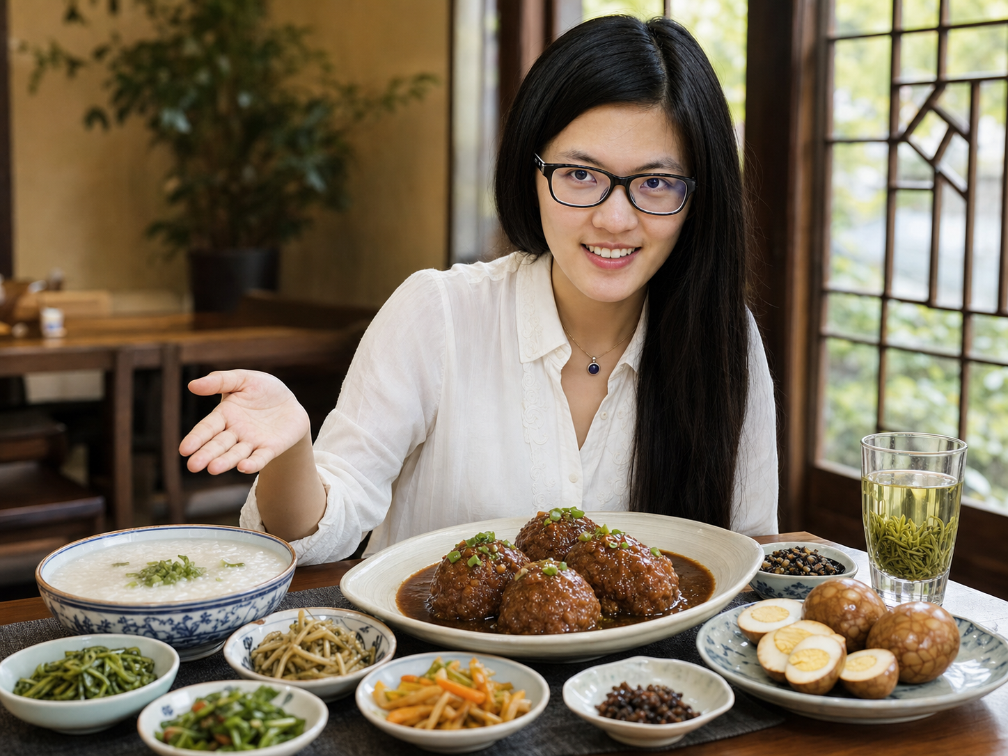 Hou Yifan at the table