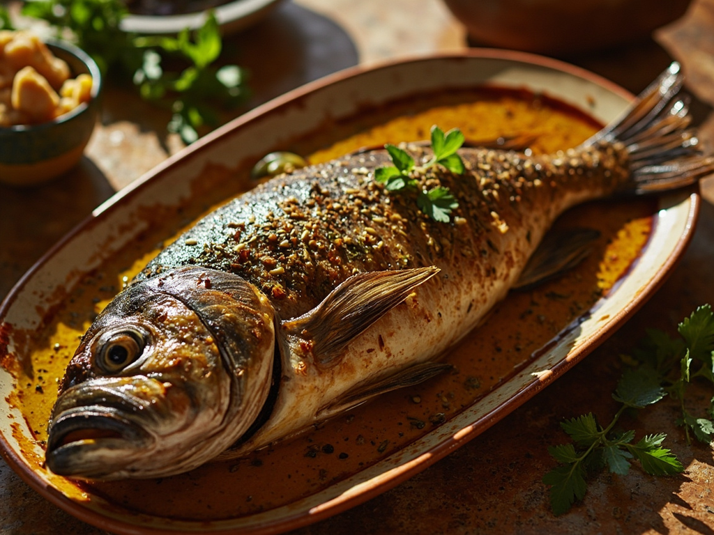 Nile Fish Roasted with Garum, Coriander, and Cumin