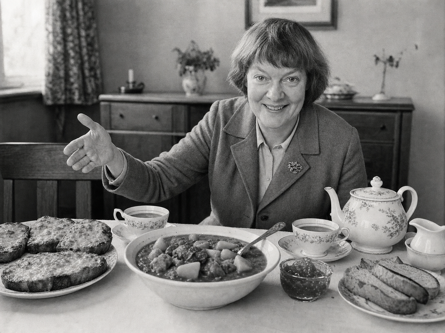 Iris Murdoch at the table