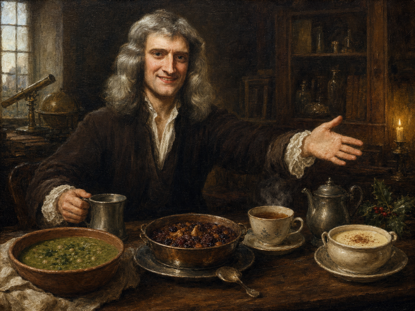 Isaac Newton at the table