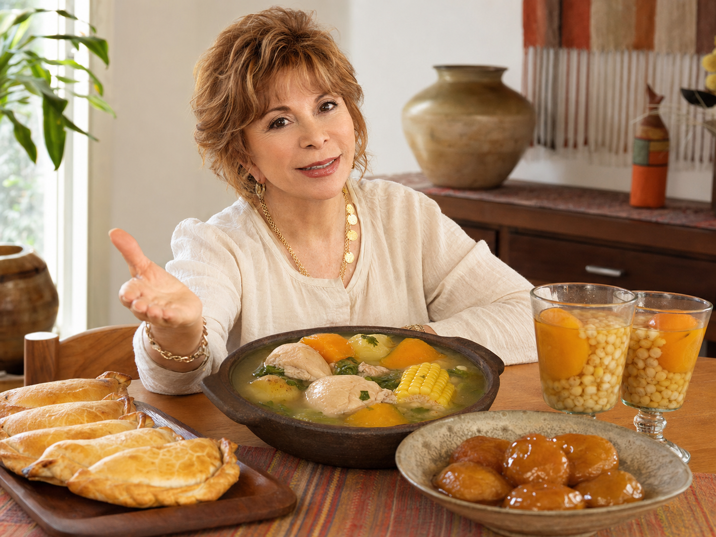 Isabel Allende at the table