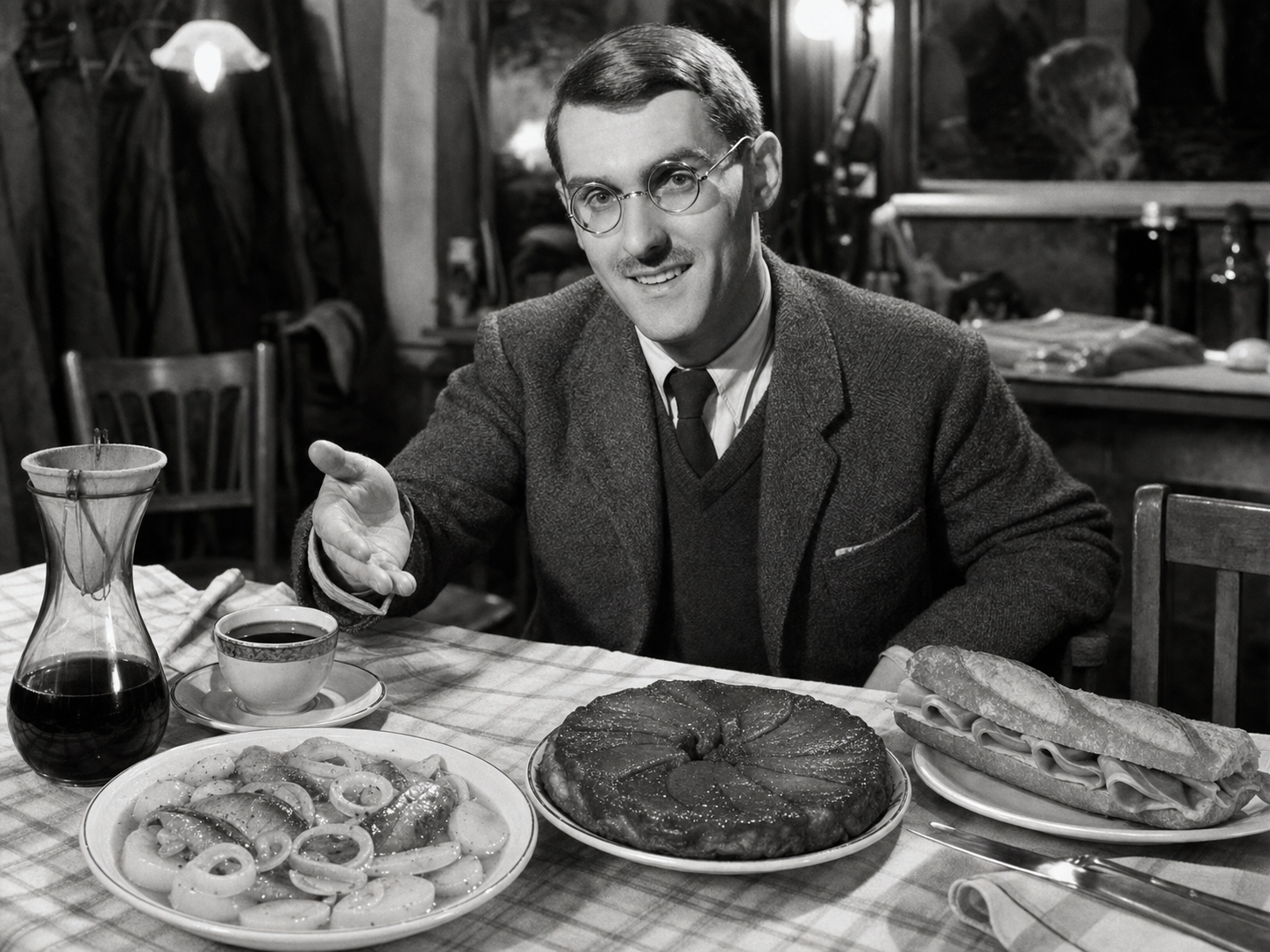Jean Anouilh at the table