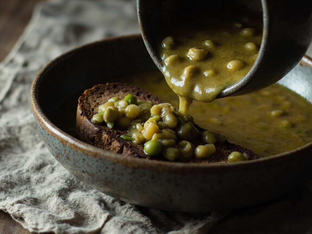 Split Pea and Leek Pottage with Dark Bread