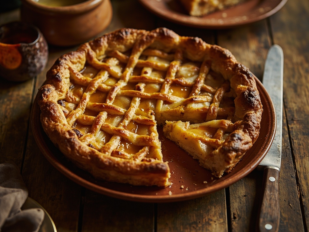 Tarte aux poires au miel et au gingembre