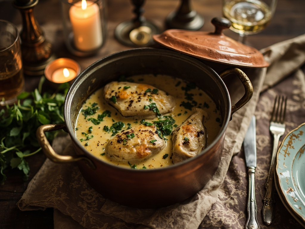 Fricassée de poulet aux fines herbes
