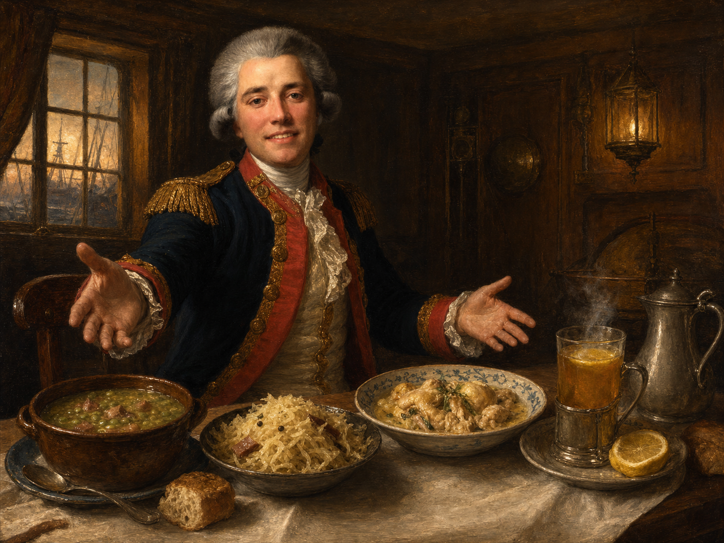 Jean-François de La Pérouse at the table