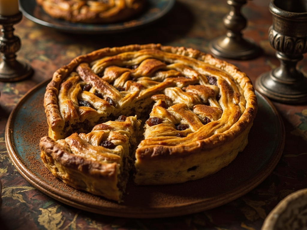 Tourte de volaille aux raisins et épices douces