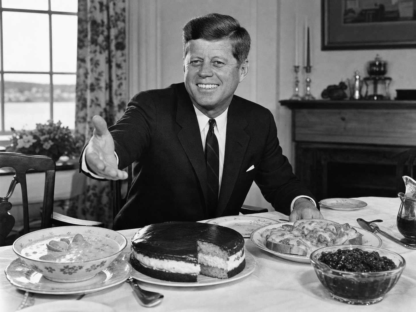 John F. Kennedy at the table