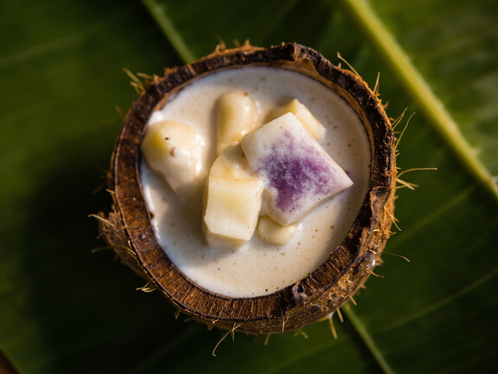 Taro Tunu i te Wai Niu — taro cooked in coconut milk