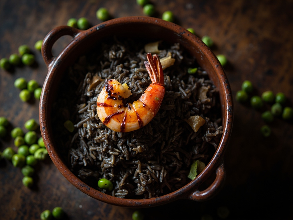 Diri ak djon-djon (black mushroom rice)