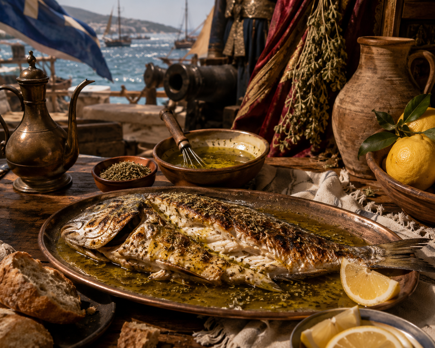 Psári sti skára — Grilled Fish with Oregano