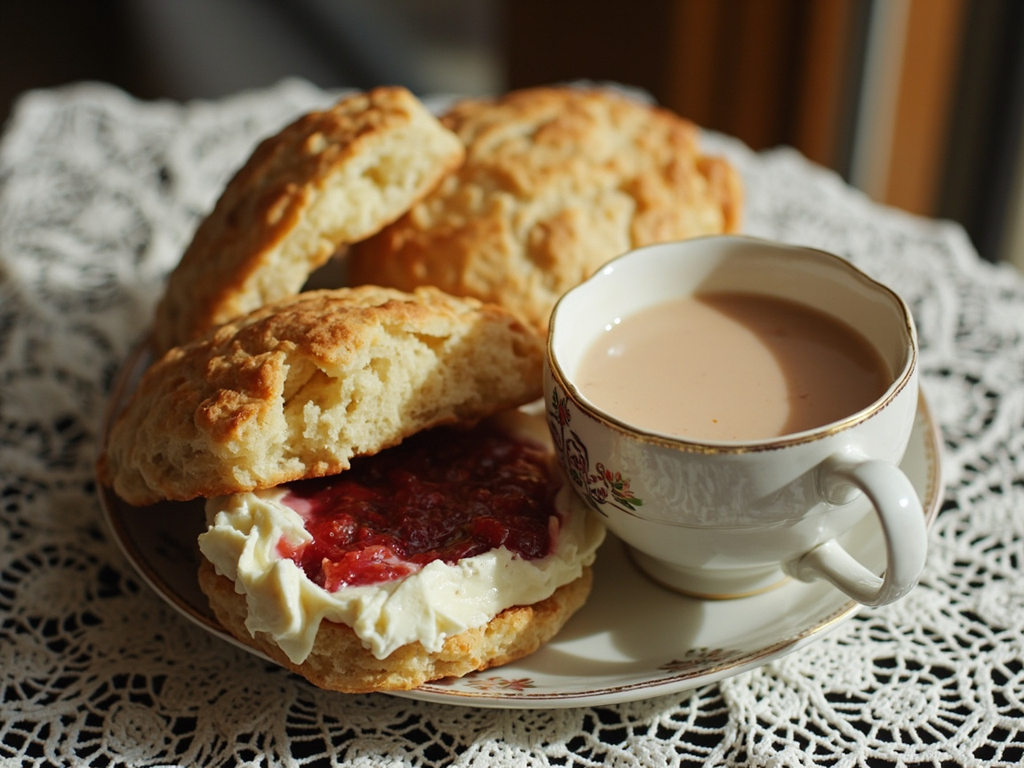 Afternoon Tea Scones with Cream and Jam