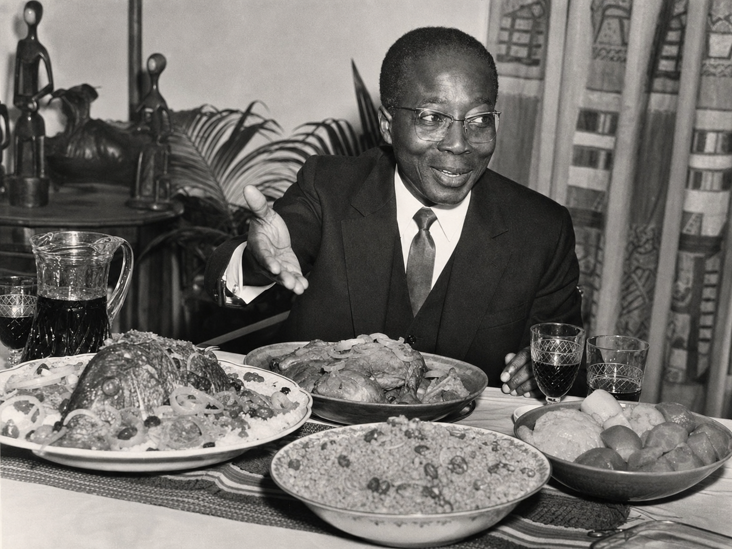 Léopold Sédar Senghor at the table