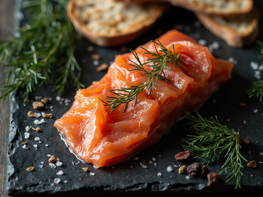 Saumon au sel, à l'aneth et au genièvre