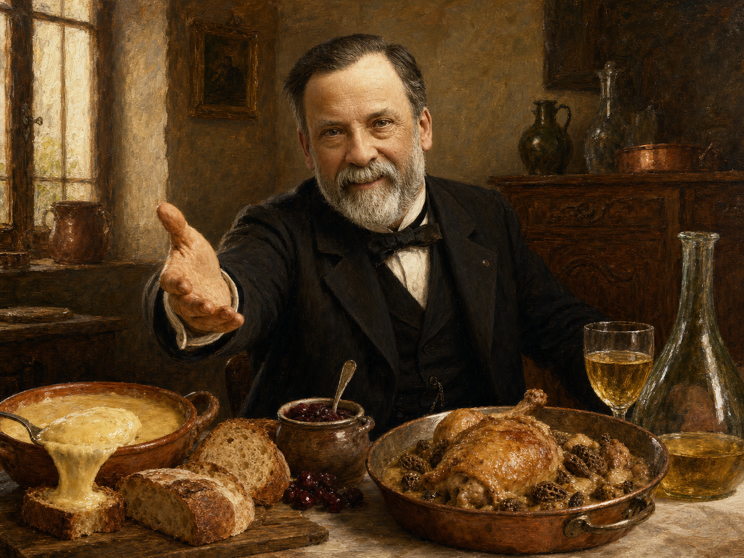 Louis Pasteur at the table