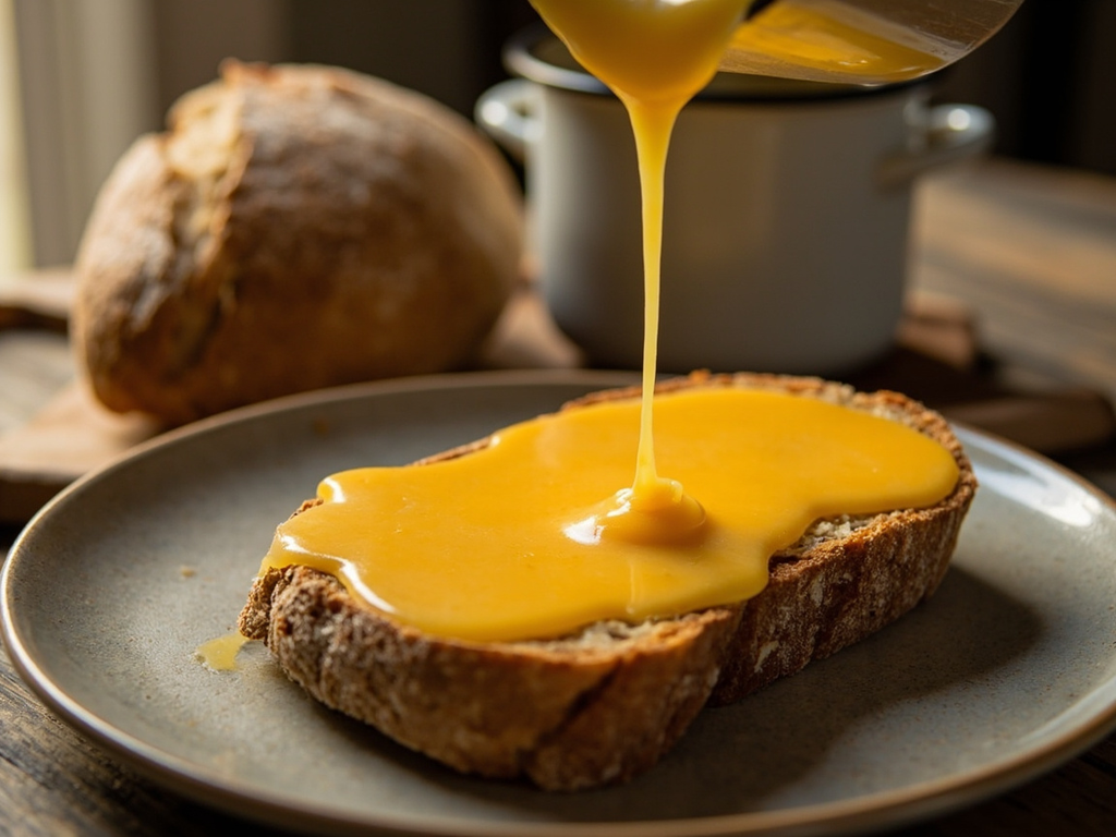 Cancoillotte chaude sur pain de campagne