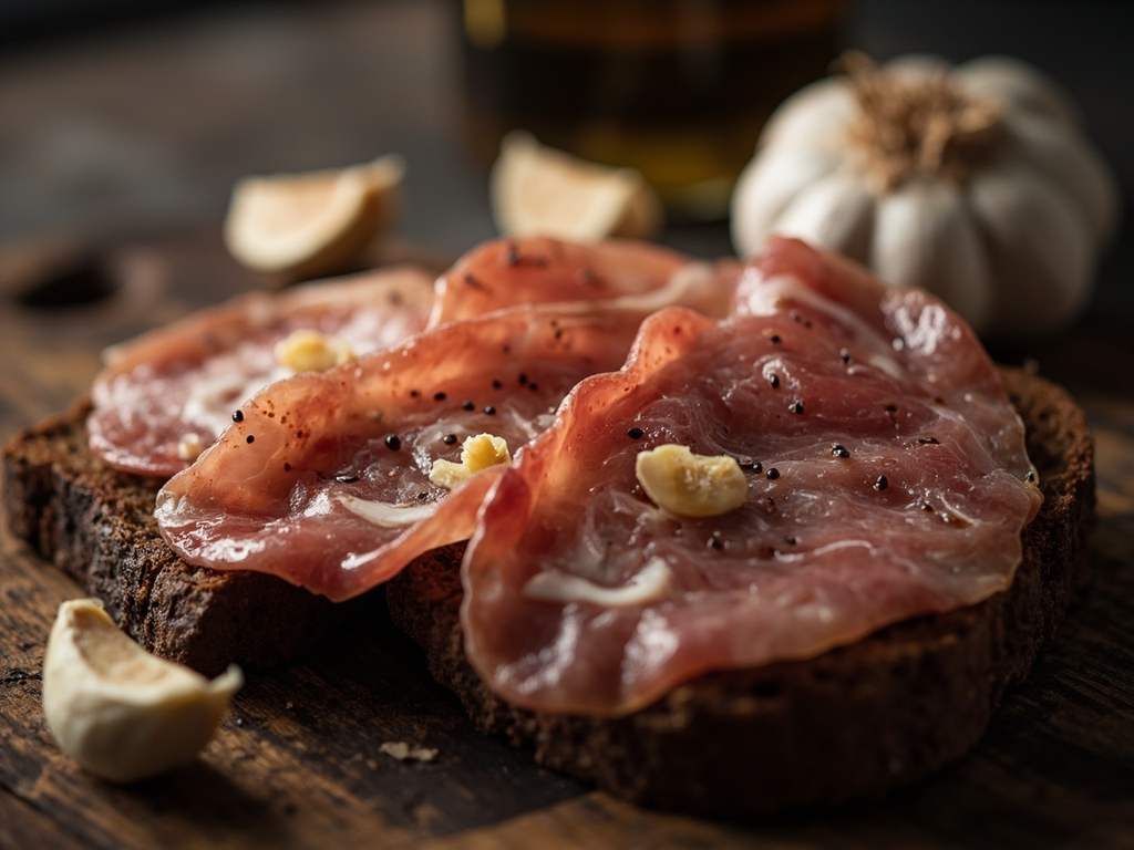 Salo s Chesnokom na Chyornom Khlebe (Garlic Salo on Black Bread)