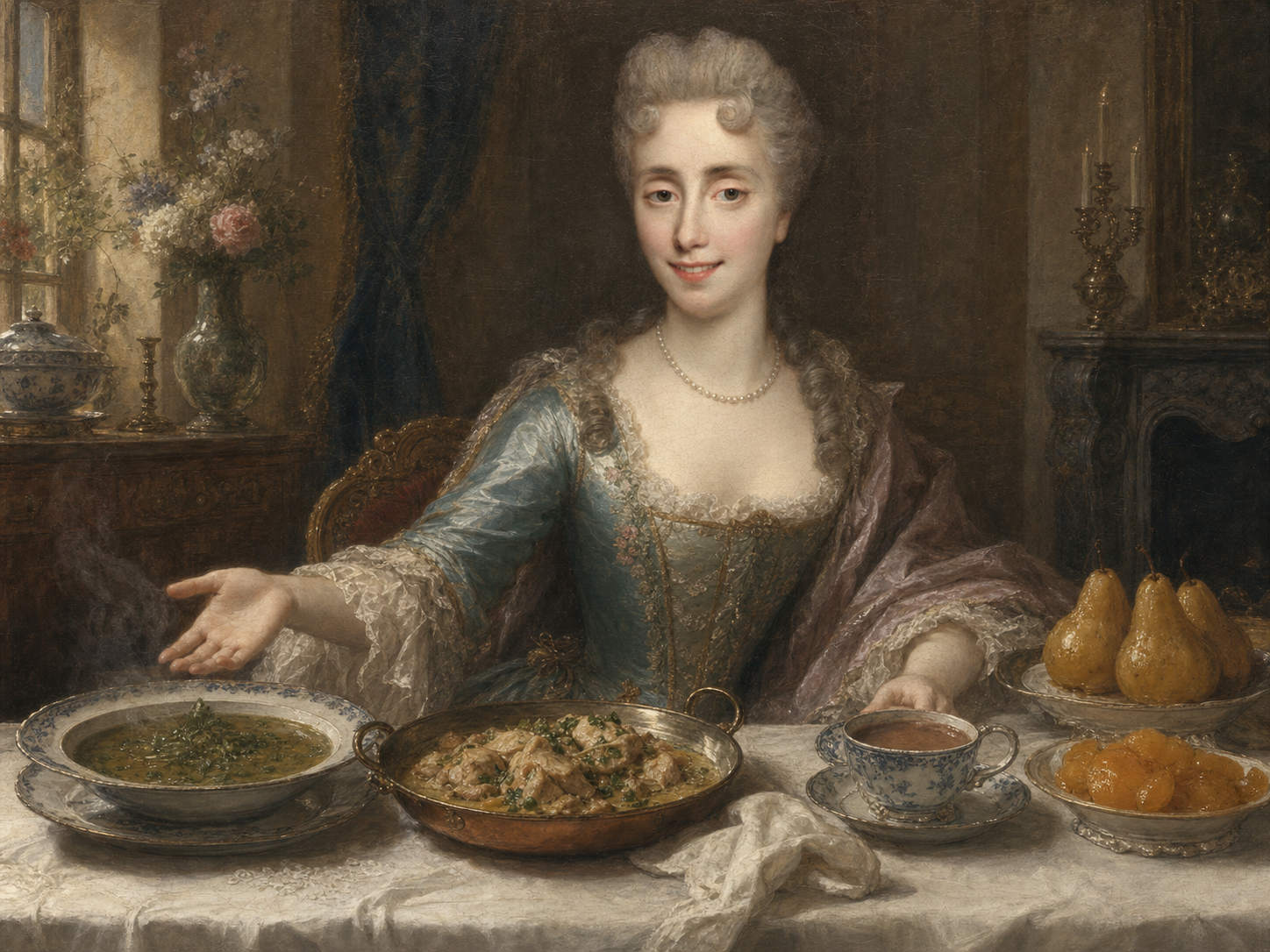 Madame de La Fayette à table