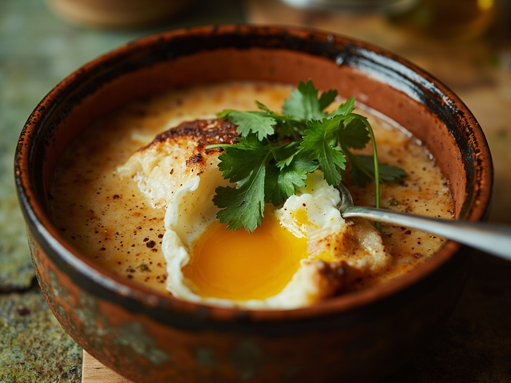 Açorda de pão (garlic and coriander bread panade)