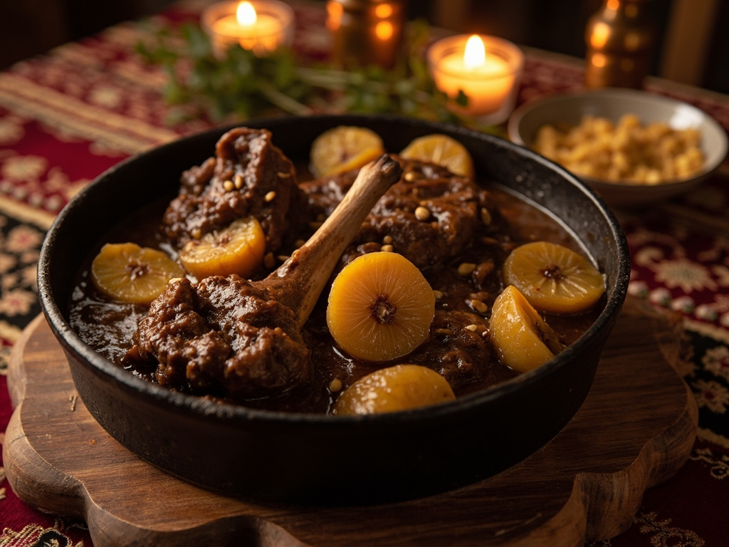 Qovurma d'agneau aux coings