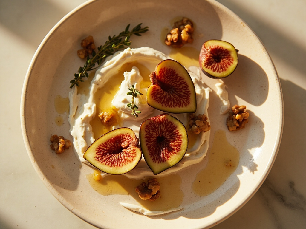 Figs with Honey, Fresh Cheese and Thyme