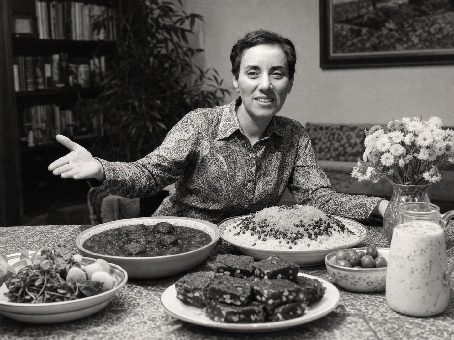 Maryam Mirzakhani at the table