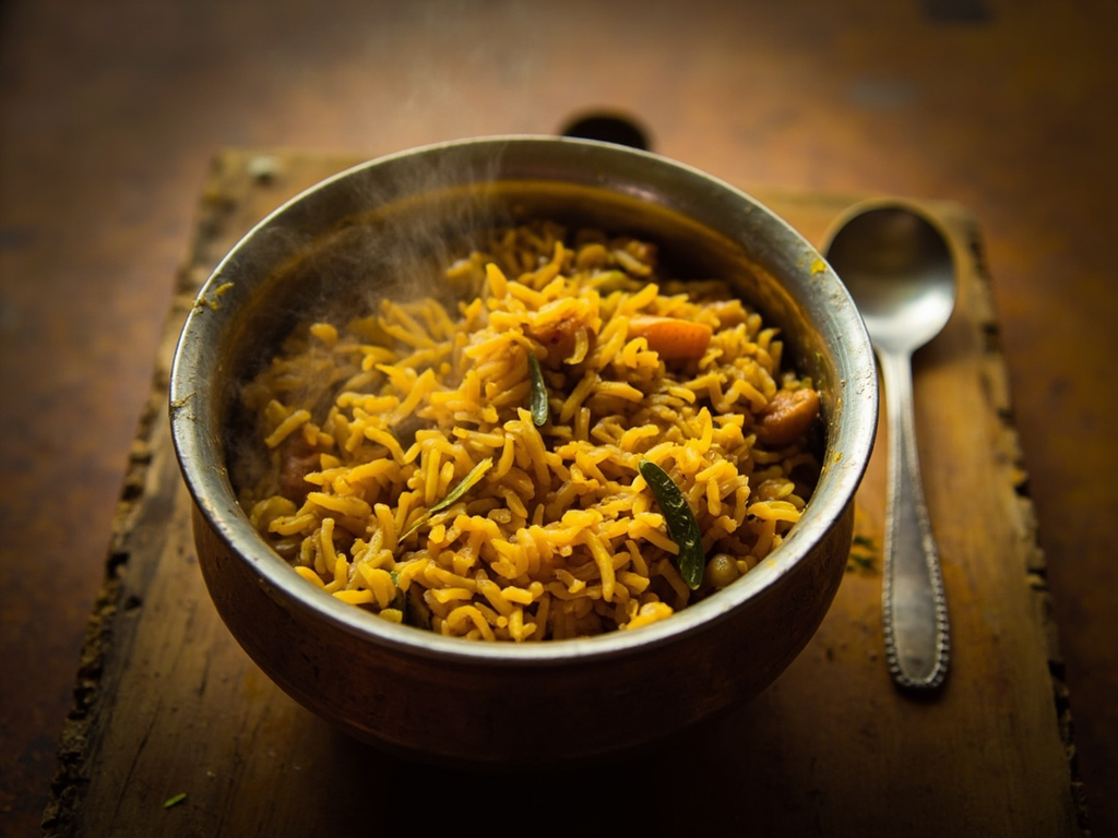 Khichuri du réfectoire (riz et lentilles au curcuma)