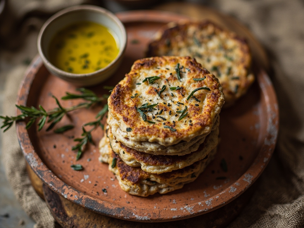 Barley maza with olive oil and thyme