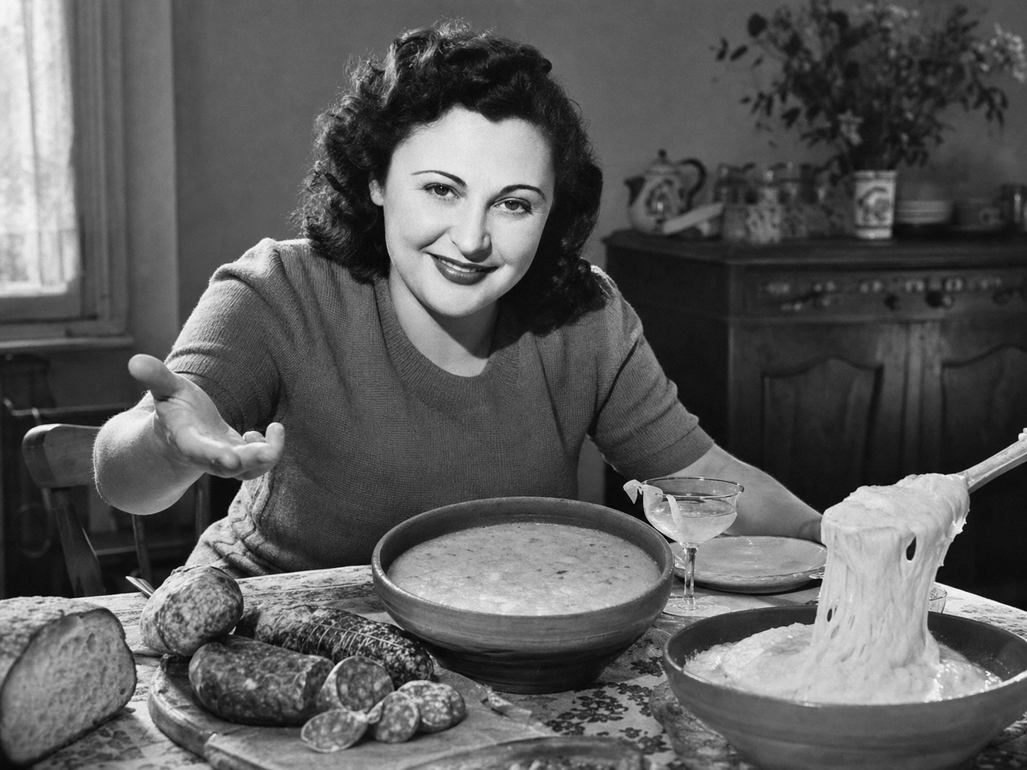 Nancy Wake at the table