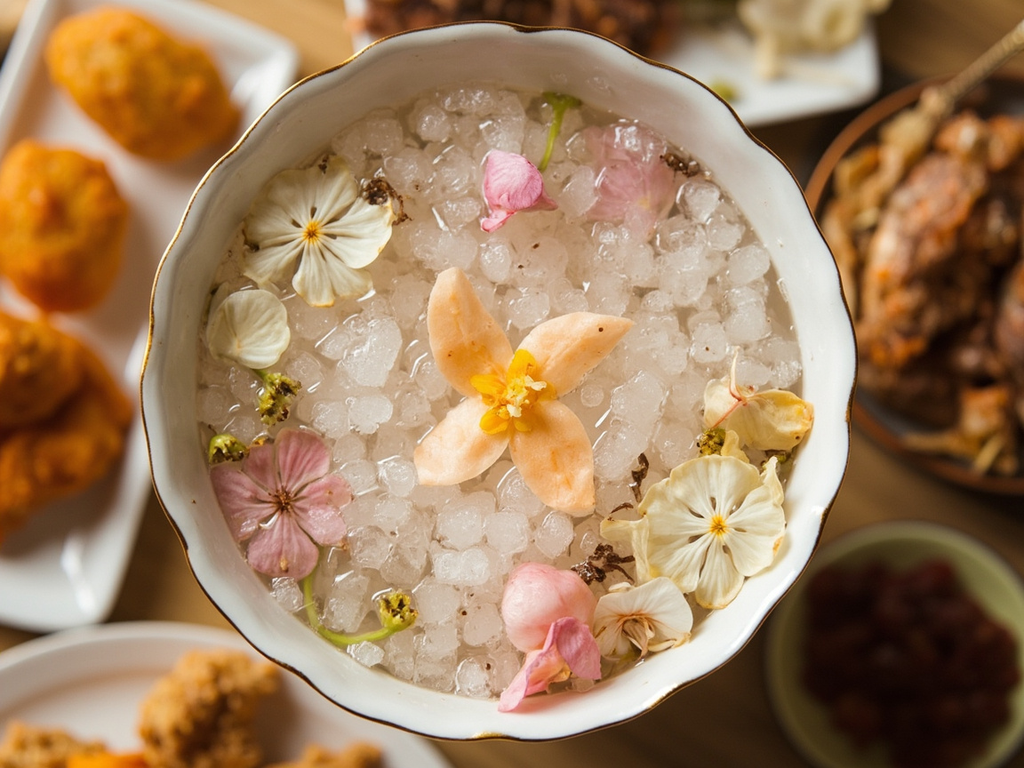 Khao chae (ข้าวแช่) — riz dans l'eau parfumée aux fleurs