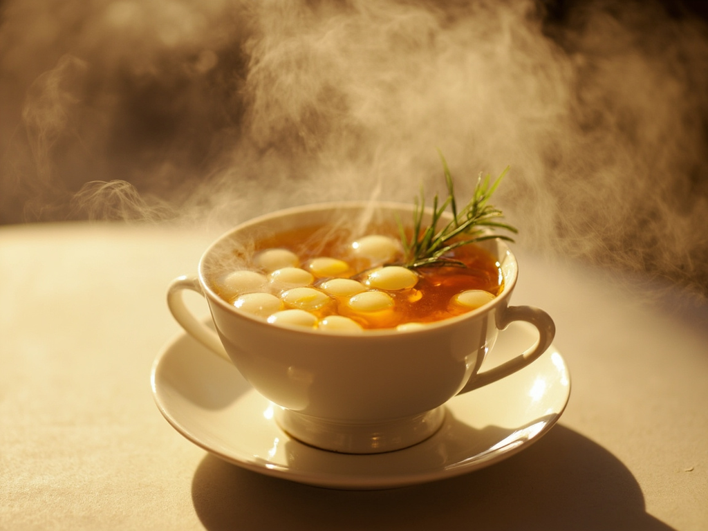 Clear Chicken Consommé with Tapioca Pearls