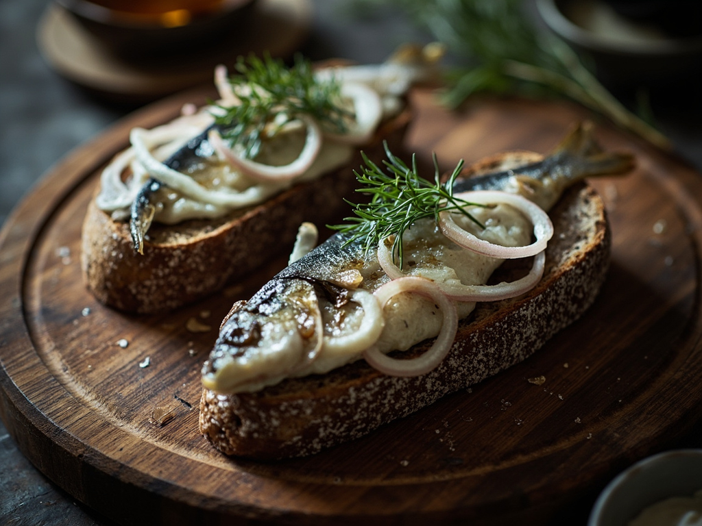 Hareng de la Baltique sur pain de seigle au levain