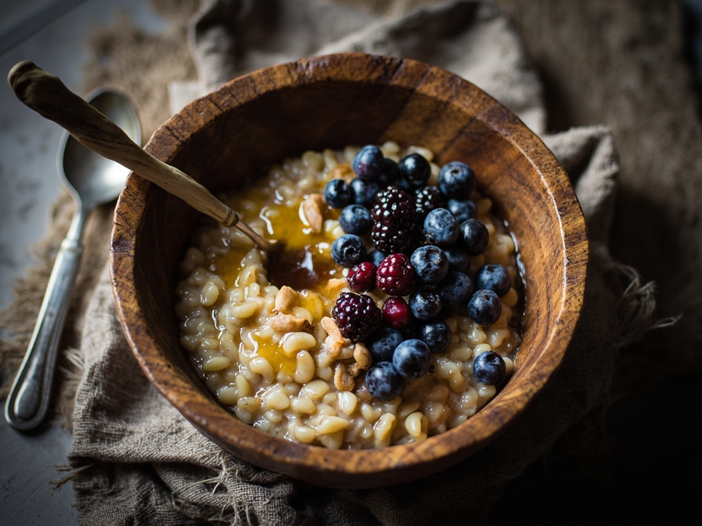 Barley Grautr with Honey and Berries