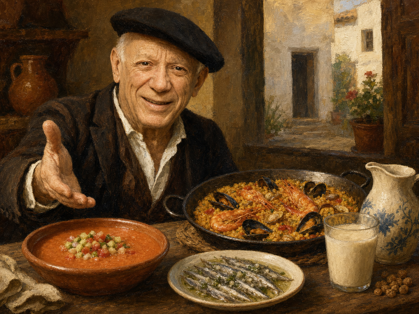 Pablo Picasso at the table