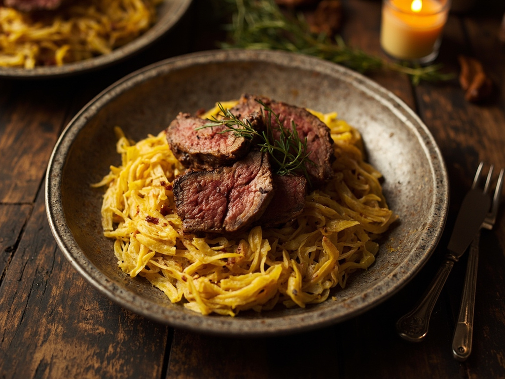 Saffron Frumenty with Roast Venison